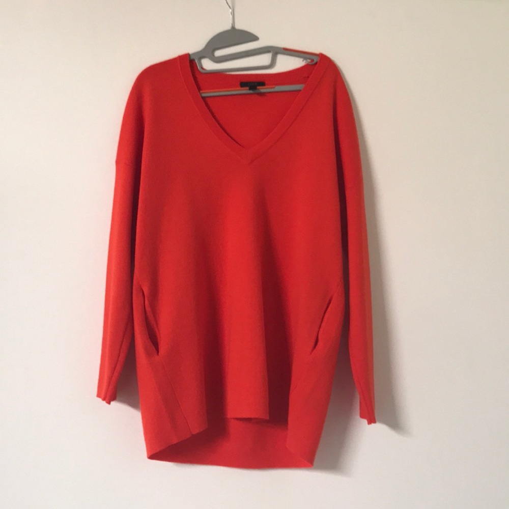 J. Crew Coral Red Sweater size S 100% Merino wool